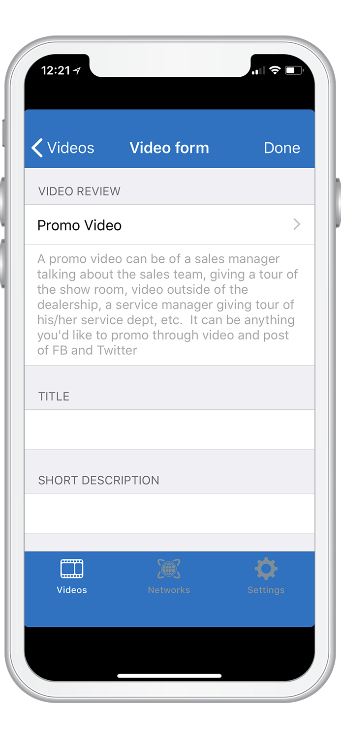 DVS video creation page