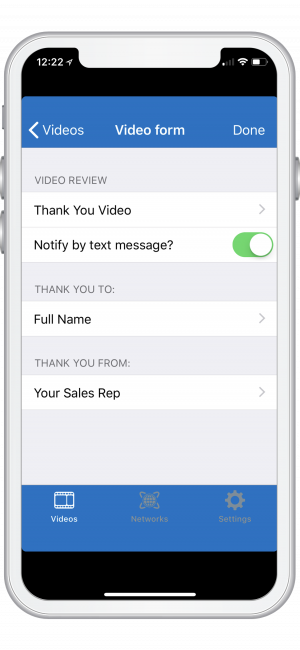 Thank you video form on phone