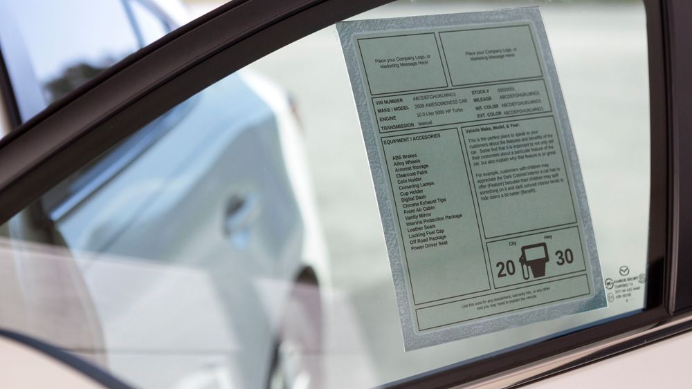Car with window sticker