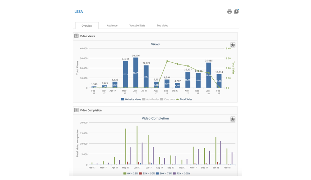 LESA video marketing statistics integrated with VistaDash